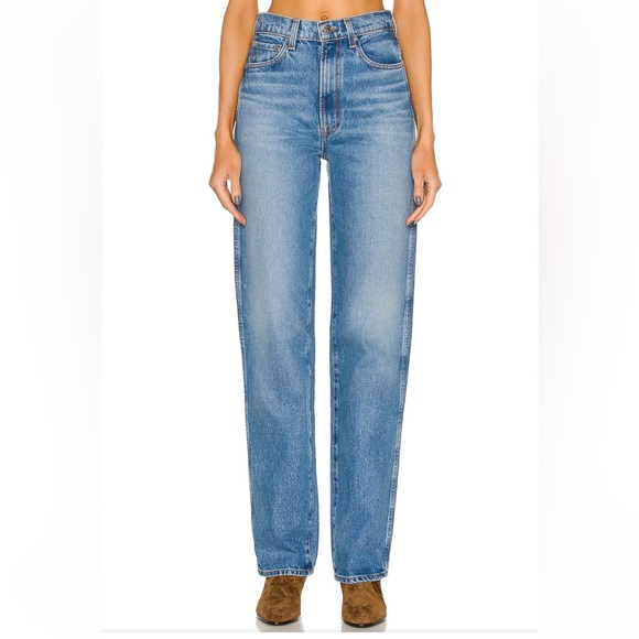 GRLFRND Denim - GRLFRND Sara jeans Super High Rise Slim Straight Rambla blue Revolve 25 new